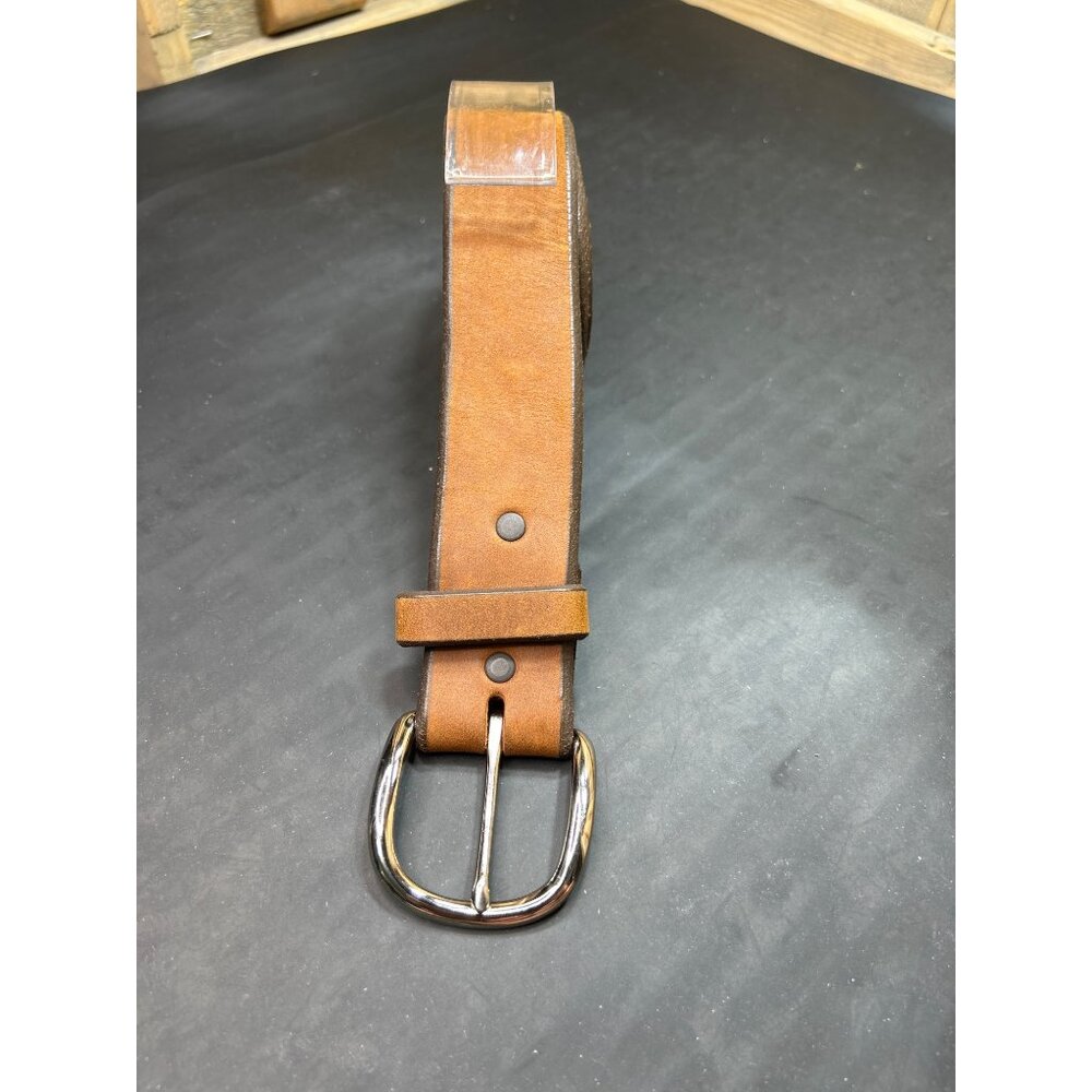 Tony Lama Mens 44 Genuine Leather Belt With Silver-Tone Buckle Brown
